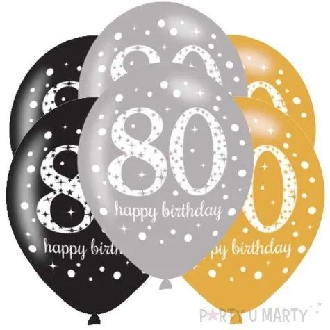 balony 80 urodziny sparkling celebrations gold mix amscan 11 6 szt