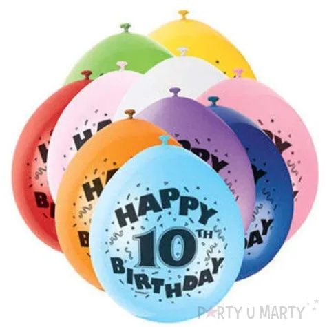 balony 9 happy 10th birthday unique pastel mix 10 szt