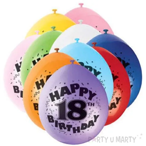 balony 9 happy 18th birthday unique pastel mix 10 szt