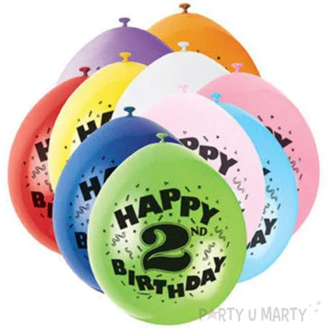 balony 9 happy 2nd birthday unique pastel mix 10 szt