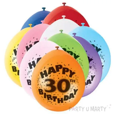 balony 9 happy 30th birthday unique pastel mix 10 szt