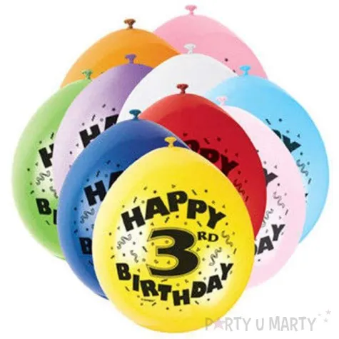 balony 9 happy 3rd birthday unique pastel mix 10 szt
