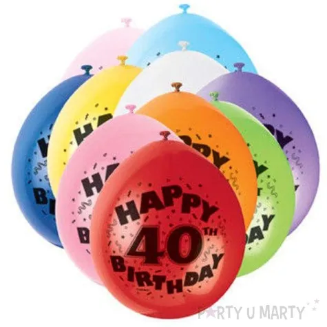 balony 9 happy 40th birthday unique pastel mix 10 szt