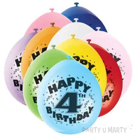 balony 9 happy 4th birthday unique pastel mix 10 szt