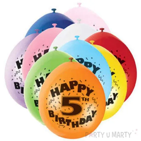 balony 9 happy 5th birthday unique pastel mix 10 szt