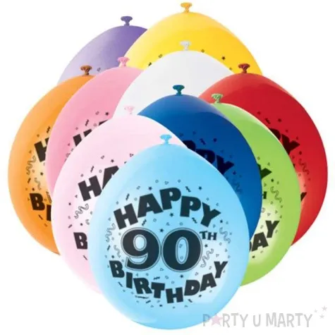 balony 9 happy 90th birthday unique pastel mix 10 szt