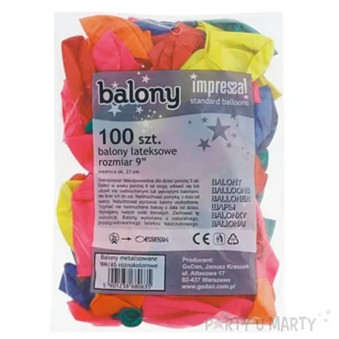 balony 9 metalik impressal mix 100 szt