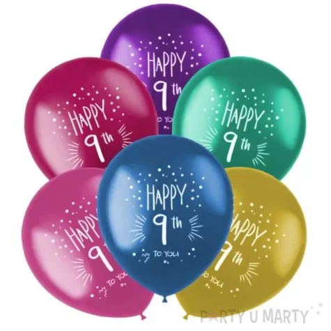 balony 9 urodziny happy 9th folat 13 6 szt