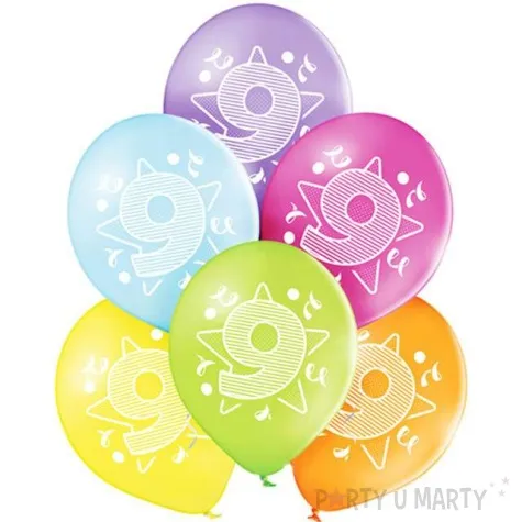balony 9 urodziny pastel mix belbal 10 6 szt