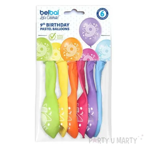 balony 9 urodziny pastel mix belbal 10 6 szt