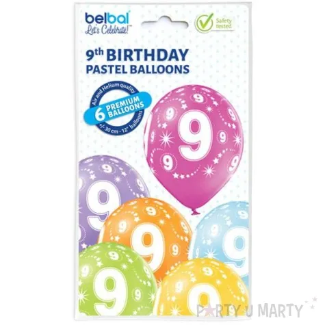 balony 9 urodziny pastel mix belbal 12 6 szt