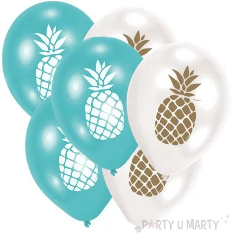 balony ananasy hawajskie pastel mix amscan 11 6 szt