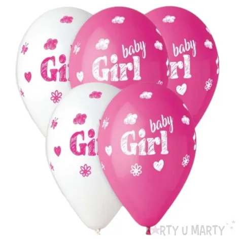 balony baby girl chmurki rozowe 13 gemar 5 szt