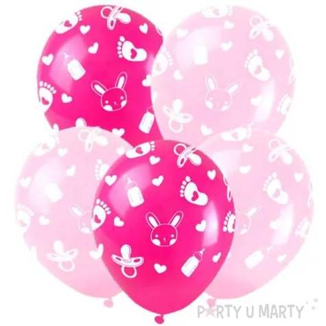 balony baby shower rozowe arpex 5 szt