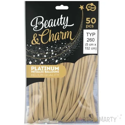 balony beauty and charm modeliny 260 jasny zloty platynowy godan 50 szt