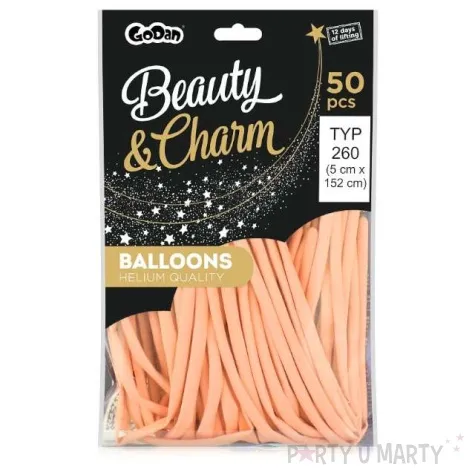 balony beauty and charm modeliny 260 lososiowy pastel godan 50 szt