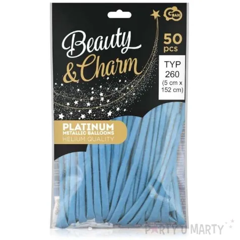 balony beauty and charm modeliny 260 niebieski platynowy godan 50 szt