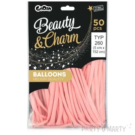 balony beauty and charm modeliny 260 rozowy pastel godan 50 szt