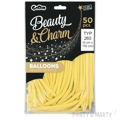 balony beauty and charm modeliny 260 zolty pastel godan 50 szt