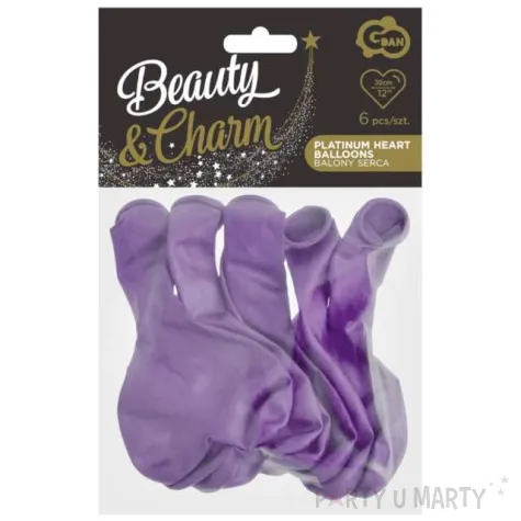 balony beauty and charm serca platynowe fioletowe jasne godan 12 6 szt