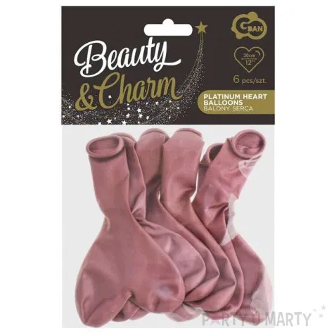 balony beauty and charm serca platynowe rozowe godan 12 6 szt