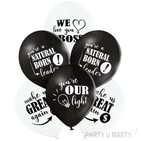 balony best boss ever bialo czarne belbal 12 6 szt