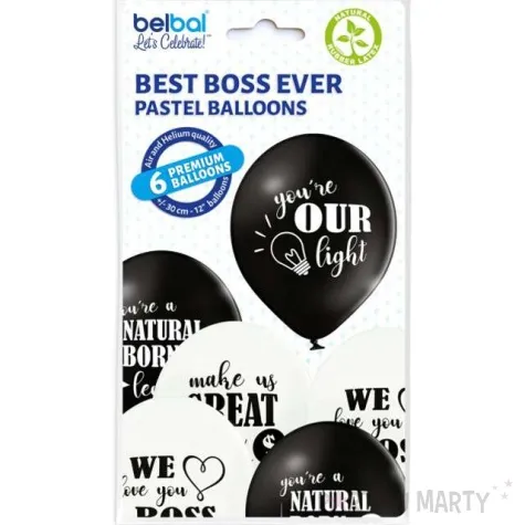 balony best boss ever bialo czarne belbal 12 6 szt