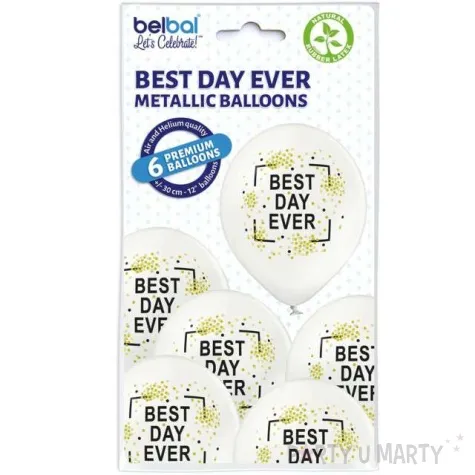 balony best day ever metalik perlowy belbal 12 6 szt
