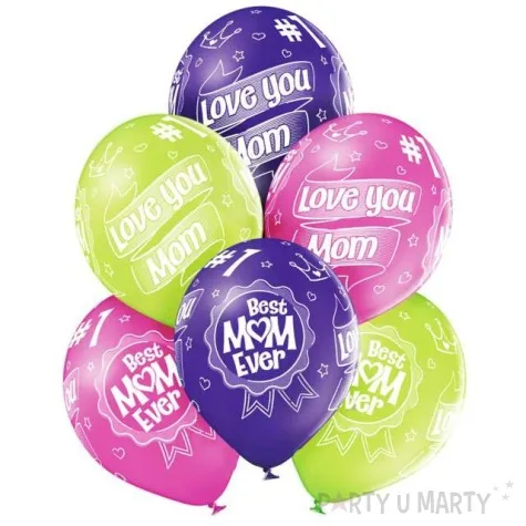 balony best mom ever dla mamy mix belbal 12 6 szt