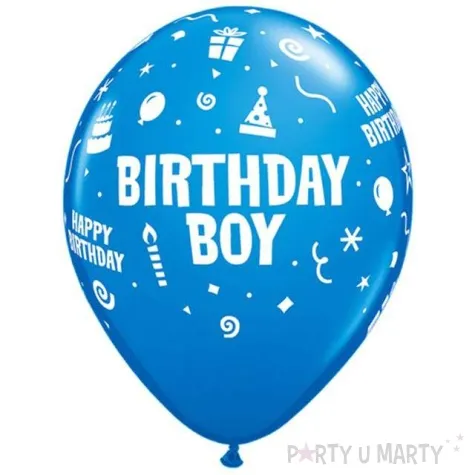balony birthday boy niebieskie qualatex 12 6 szt