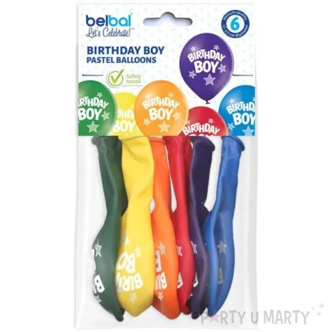 balony birthday boy pastel mix belbal 10 6 szt