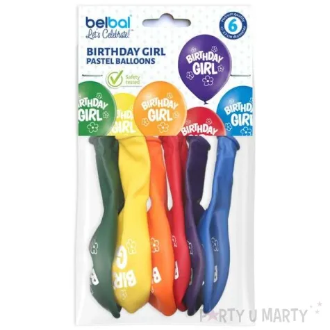 balony birthday girl pastel mix belbal 10 6 szt