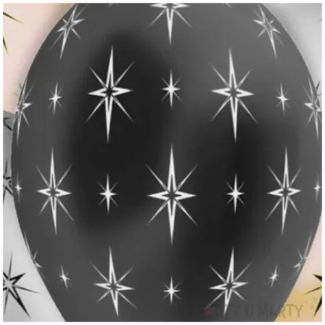 balony blyszczace gwiazdy czarno zloty 12 5 szt