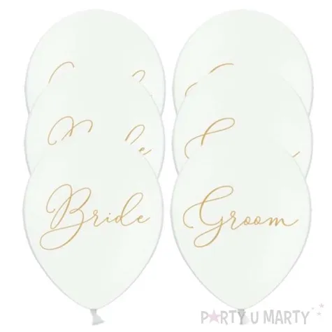 balony bride groom pastel biale 12 strong 6 szt