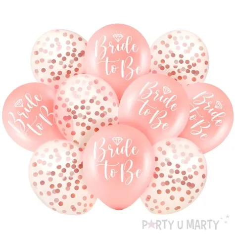 balony bride to be konfetti rozowe zloto partypal 12 10 szt
