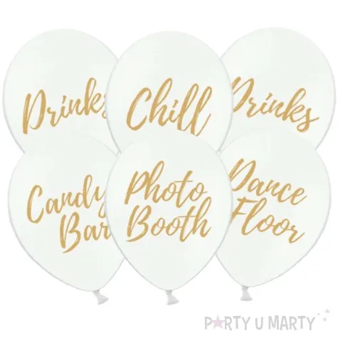 balony candy bar chill dance floor drinks photo booth biale partydeco 6 szt