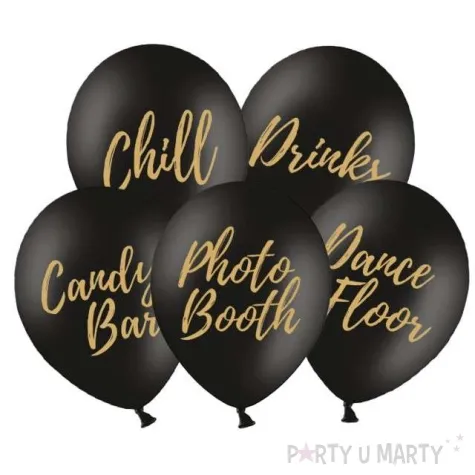 balony candy bar chill dance floor drinks photo booth czarne 12 strong 5 szt