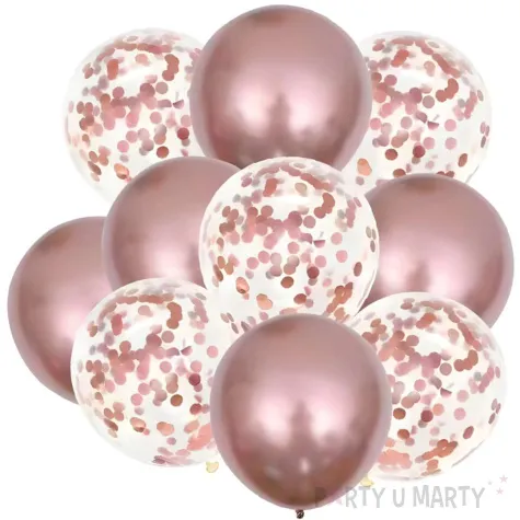 balony chrom mix z konfetti rozowe zloto jix 12 10 szt