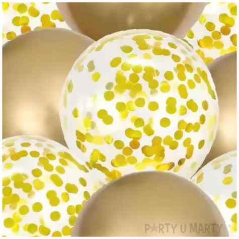 balony chrom mix z konfetti zloty jix zestaw