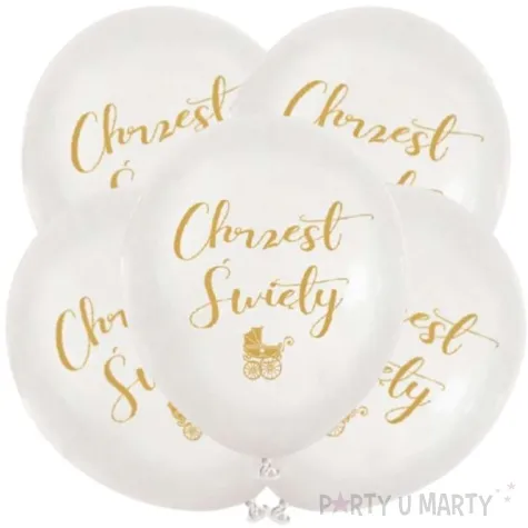 balony chrzest swiety biale dekoracje polska 12 5 szt