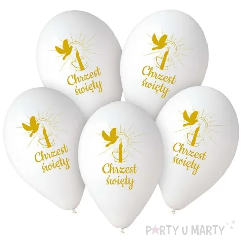 balony chrzest swiety golab i swieca bialy gemar 13 5 szt