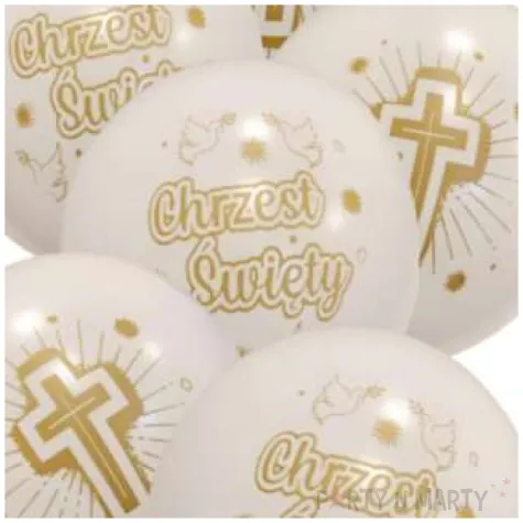 balony chrzest swiety i krzyz biale jix 12 6 szt