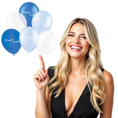 balony chrzest swiety niebieski mix partypal 12 6 szt