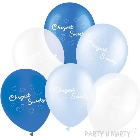 balony chrzest swiety niebieski mix partypal 12 6 szt