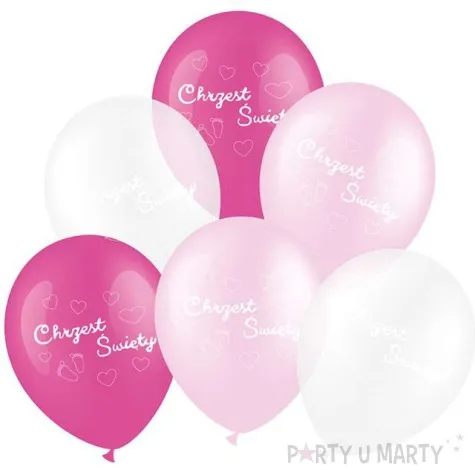 balony chrzest swiety rozowy mix partypal 12 6 szt