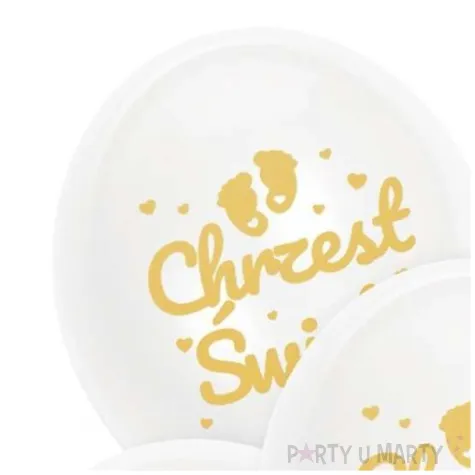 balony chrzest swiety stopki bialy zloty dekolo 12 5 szt