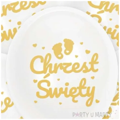 balony chrzest swiety stopki bialy zloty dekolo 12 5 szt