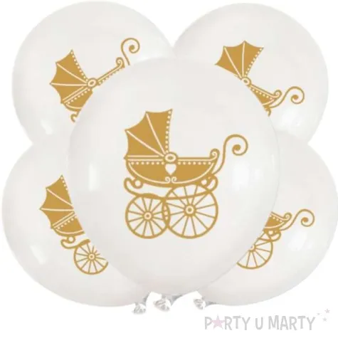balony chrzest swiety wozek biale dekoracjepolska 5 szt