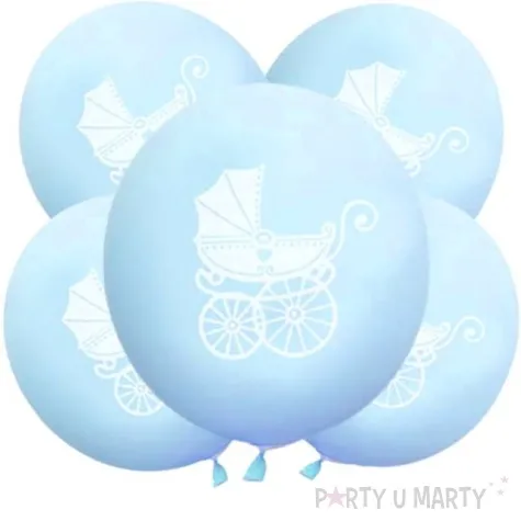 balony chrzest swiety wozek niebieskie dekoracjepolska 12 5 szt