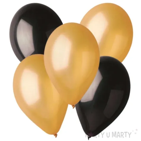 balony classic metalik zlote i czarne godan 10 5 szt
